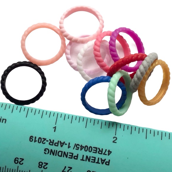 NEW 12 Silicone Rings Band Size 5 Stackable Multi-Color - Picture 5 of 9